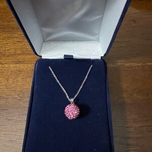 Pink rhinestone ball necklace